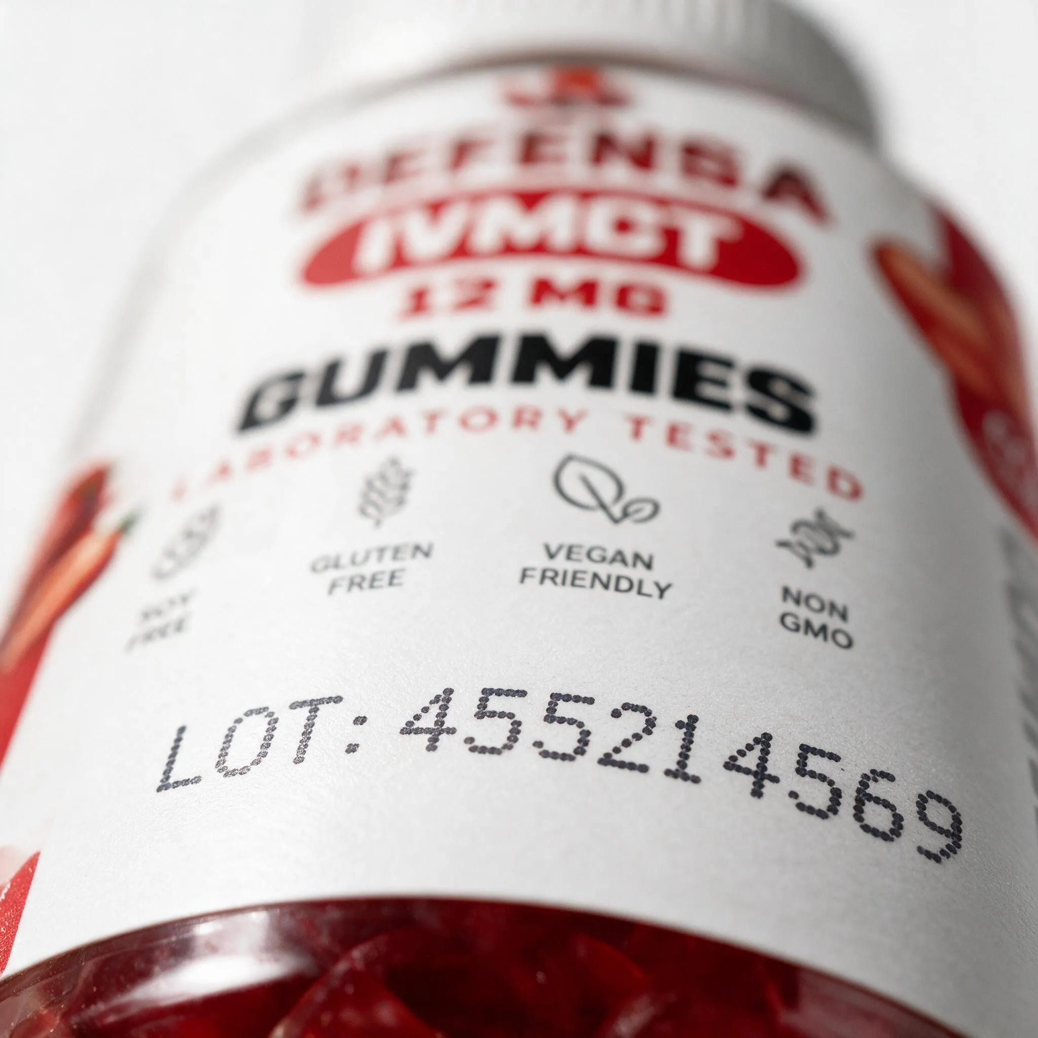 The batch code printed on the front label